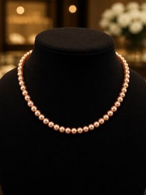 Classic Rose Color Glass Beads Necklace for Women